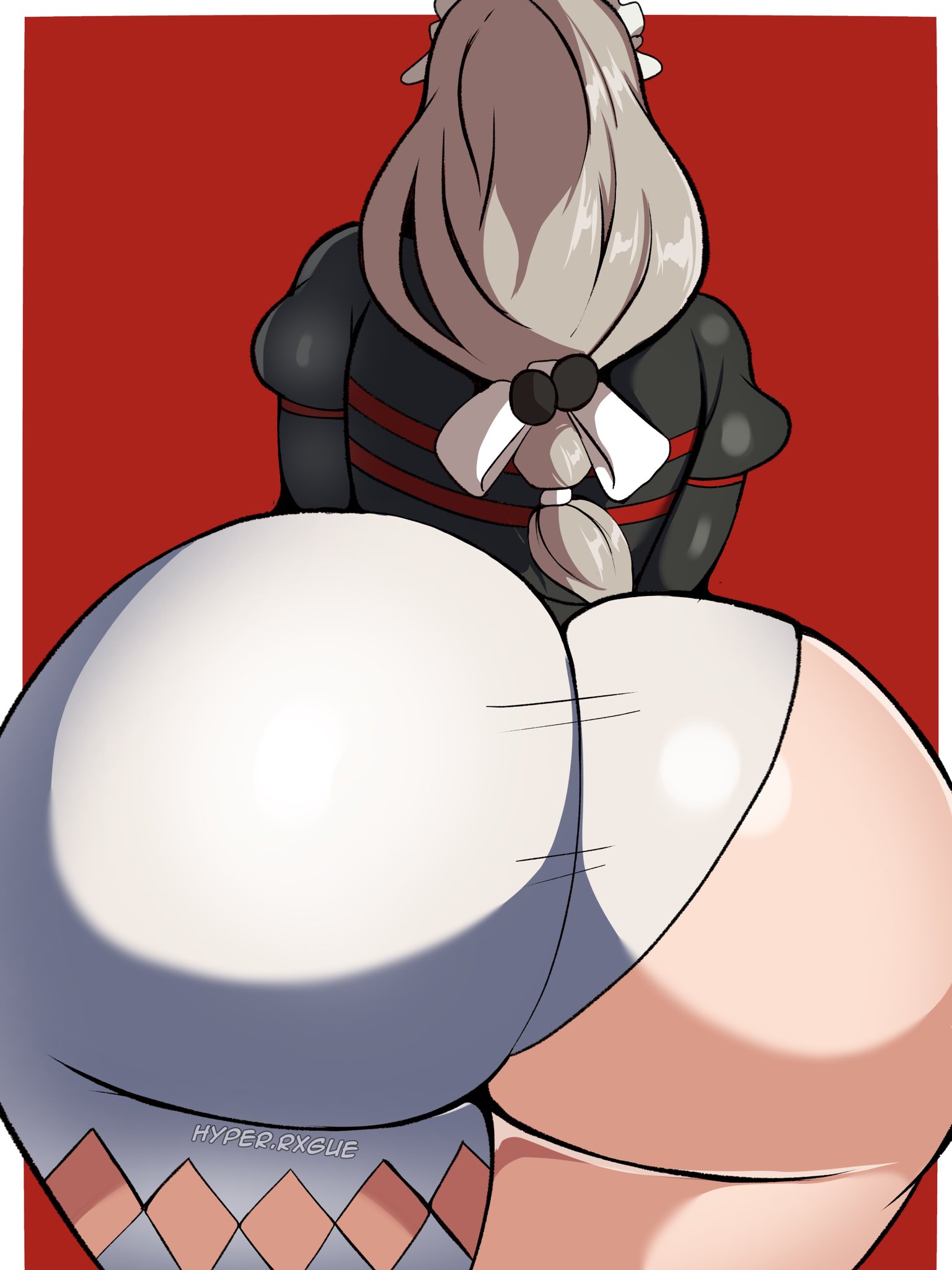 1girls, alexandrina sebastiane, ass, ass focus, big ass, bottom heavy, bubble butt, clothing, fat ass, female, female only, gluteal fold, grey hair, huge ass, hyperrxgue, large ass, massive ass, rear view, solo, thick ass, thick thighs, thunder thighs, wide hips, zenless zone zero