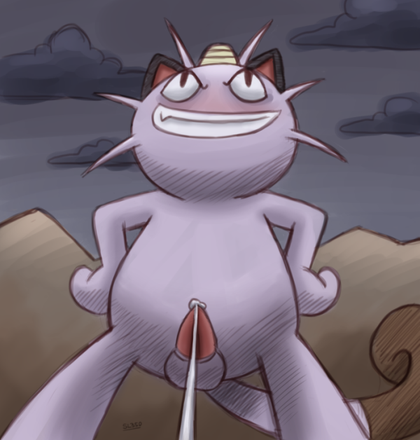 1boy alolan_form alolan_meowth black_eyes blush cum dark_clouds erection feline furry grey_fur hands_on_hips male male_only mammal meowth mountain night nintendo no_nipples nude penis pokemon pokemon_sm sl350 solo standing tail testicles video_games whiskers