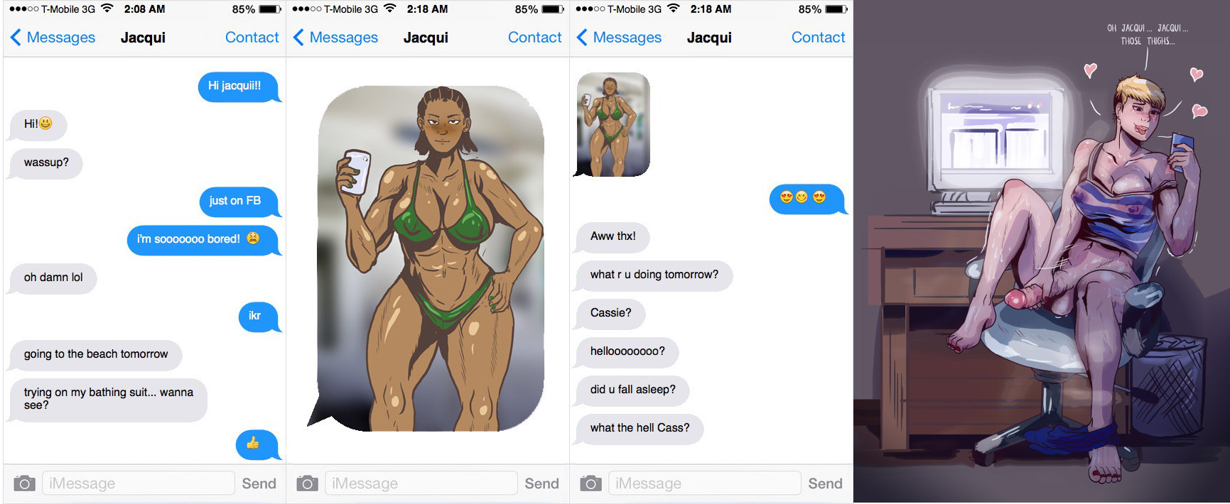 2d, 2d (artwork), balls, big penis, bikini, bottomless, cassie cage, dark skin, dark-skinned female, digital media (artwork), female, futanari, intersex, jacqui briggs, light skin, light-skinned futa, masturbation, mortal kombat, mortal kombat x, penis, vogol