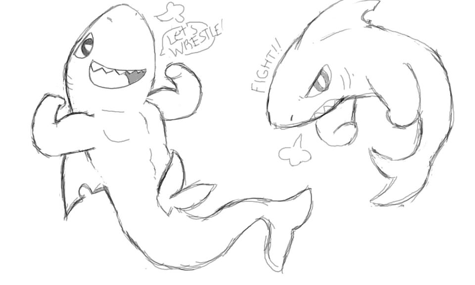 animal_genitalia animal_penis diphallia diphallism fish flexing hemipenes male male_only marine multi_penis oob original_character penis shark simple_background sketch