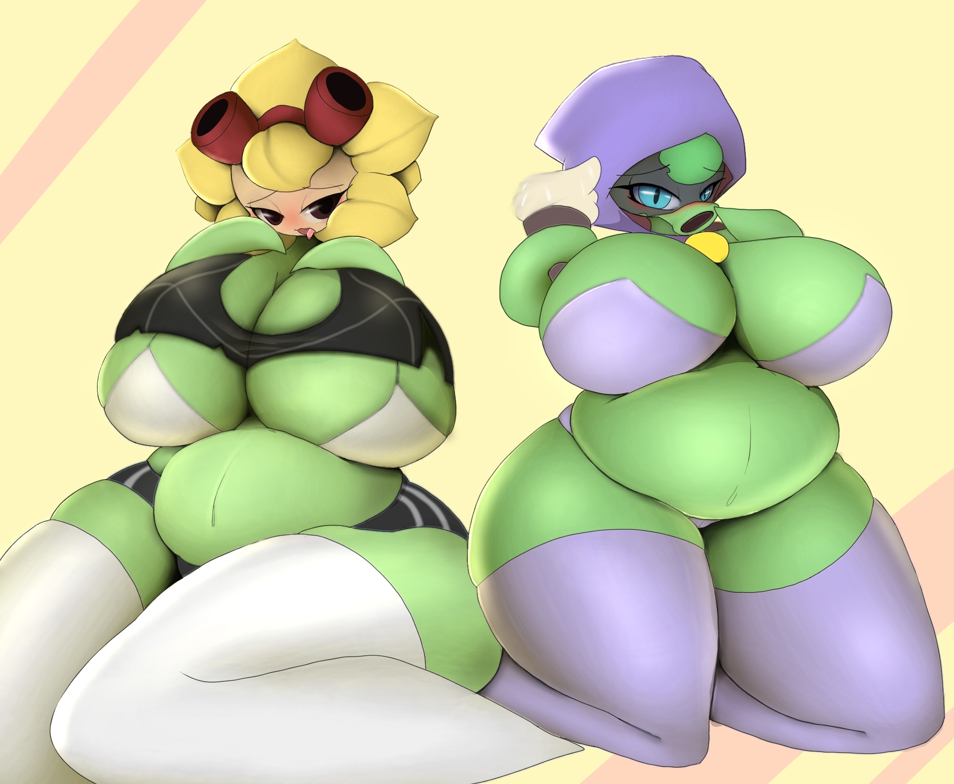 1girls, anthro, anthrofied, ass, breasts, chubby, female, flora fauna, green shadow (pvz), peashooter (pvz), plant, plant girl, plant humanoid, plantie, plants vs zombies, plants vs. zombies, popcap games, pussy, shen chao weibo, solar flare (pvz), sunflower (pvz)