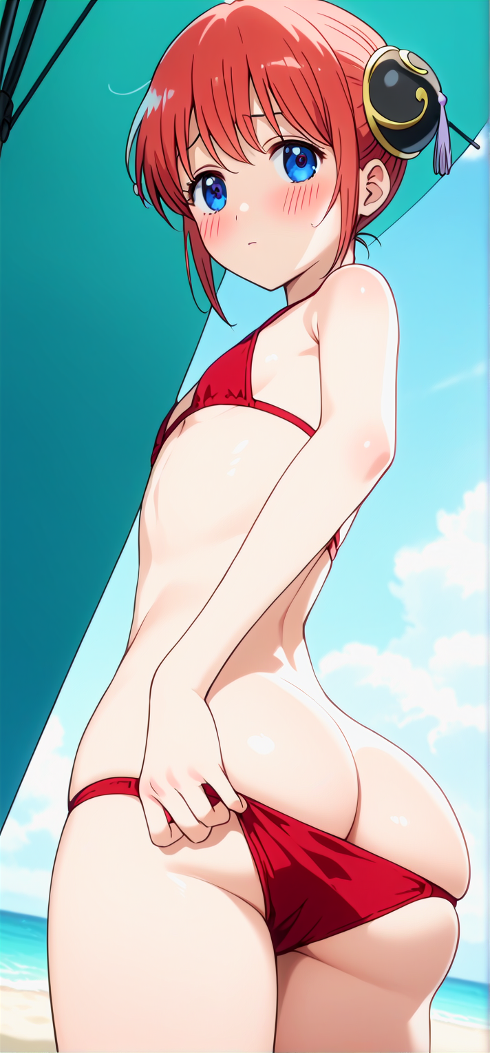 1girls ai_generated angel_face_slut_ass big_breasts bikini forced forcing gintama kagura_(gintama) teenage_girl teenager younger_female