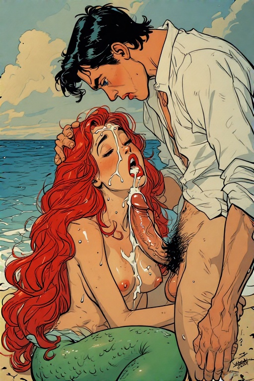 ai_generated ariel ariel_(the_little_mermaid) big_balls big_breasts big_cock big_penis blowjob cum cum_in_mouth cum_on_breasts cum_on_face cumshot fantasysex male/female mermaid prince_eric straight straight_sex tagme the_little_mermaid