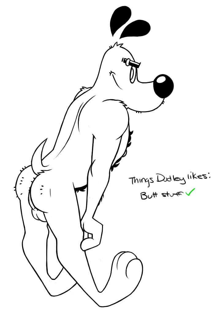 ass backsack balls body_hair canine check_mark chest_hair concupisco dudley_puppy leaning leaning_back line_art looking_at_viewer male male_only mammal monochrome nickelodeon nude presenting presenting_hindquarters raised_tail solo standing t.u.f.f._puppy