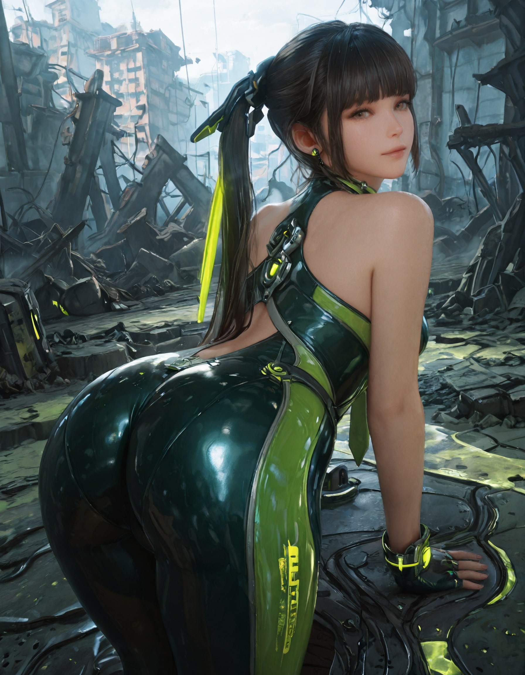 3d, ai generated, android, android girl, ass, eve (stellar blade), female, female only, machine, machine girl, robot, robot girl, screenshot, seductive, solo, solo female, stellar blade