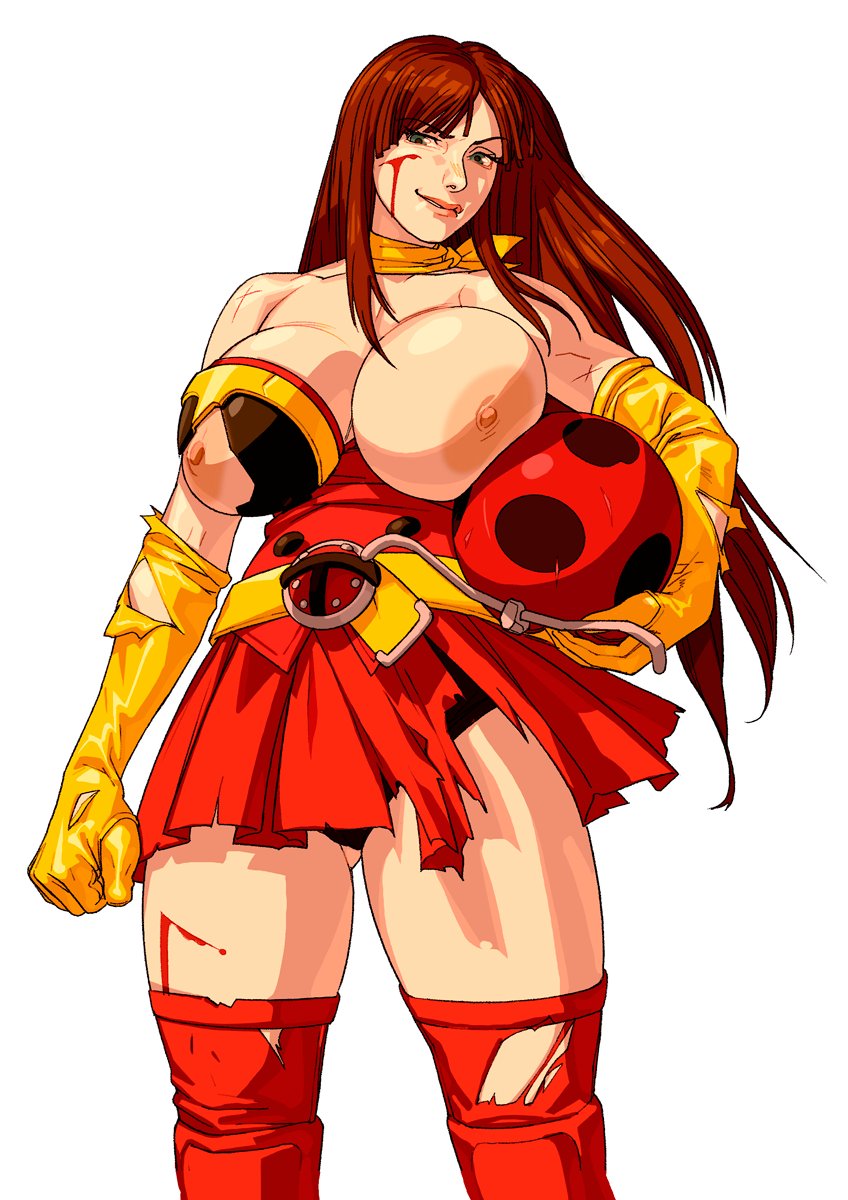 battle damage, big breasts, breasts, cosplay, curvy, electro wave human tackle, female, gloves, helmet, huge breasts, human, kamen rider, kroke drilo, long hair, okada yuriko, ripped clothing, skirt, superheroine, toujima tanzaburou wa kamen rider ni naritai