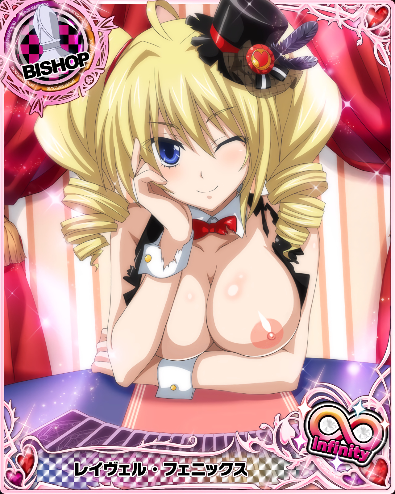 breasts, breasts out, card (medium), demon, demon girl, female, front view, high school dxd, photoshop, ravel phenex, solo