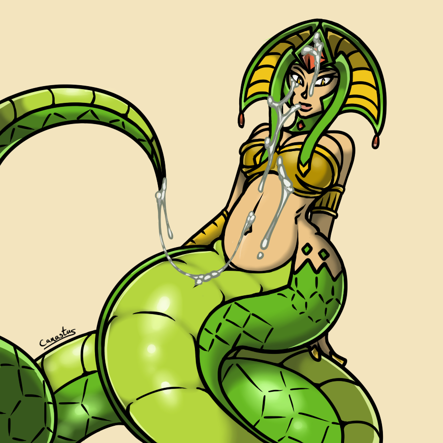 ass big_ass blush breasts canastus cassiopeia_du_couteau coiling cum cum_covered cum_on_breasts cum_on_clothes cum_on_face cum_on_stomach cum_on_tail cum_string cumdrip female green_scales humanoid jewelry lamia large_breasts league_of_legends long_tail monster_girl navel reptile scales scalie simple_background sitting_on_tail snake solo wide_hips yellow_eyes