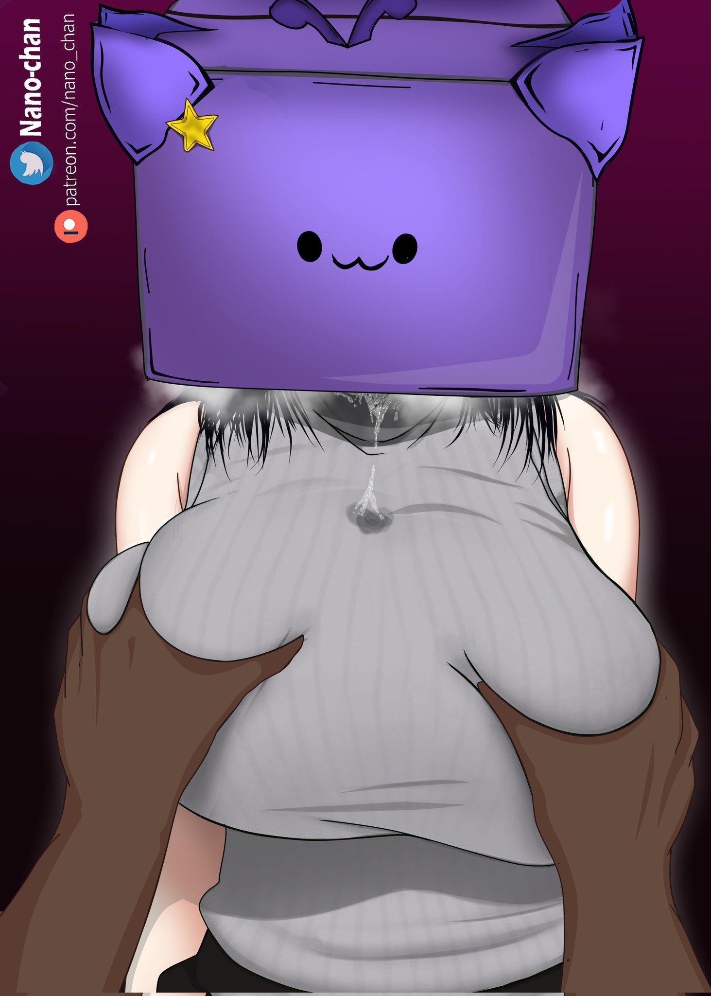 1girls, 2d, 2d (artwork), absurd res, big breasts, black hair, breast grab, breasts, breasts bigger than head, dark skin, dark-skinned male, female, female focus, grabbing breasts, hi res, high resolution, huge breasts, interracial, large breasts, latina, latina female, light skin, light-skinned female, looking at viewer, male pov, mask, masked female, nano-chan, nimu, nimu (irl), pov, pov hands, pov male, questionable consent, sofia magali santillan (nimu), tenia que ser nimu (meme), twitch, virtual youtuber, vtuber, youtube, youtube hispanic