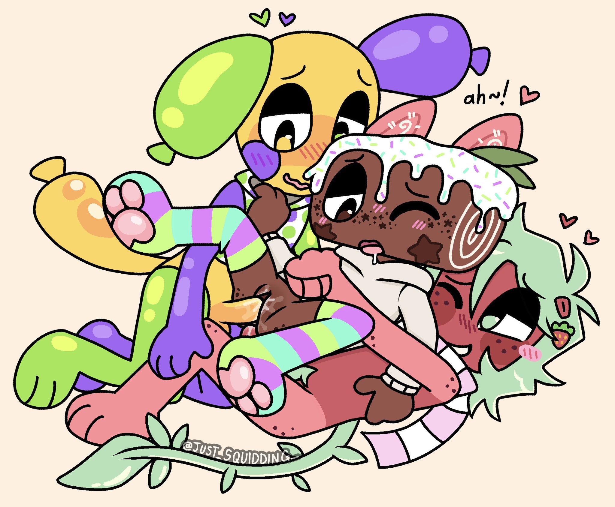 berry roll cosmo, blush, cosmo (dandy's world), cum inside, cuntboy, dandy's world, intersex, looey (dandy's world), male only, pussy boy, sprout (dandy's world), woundedwitch