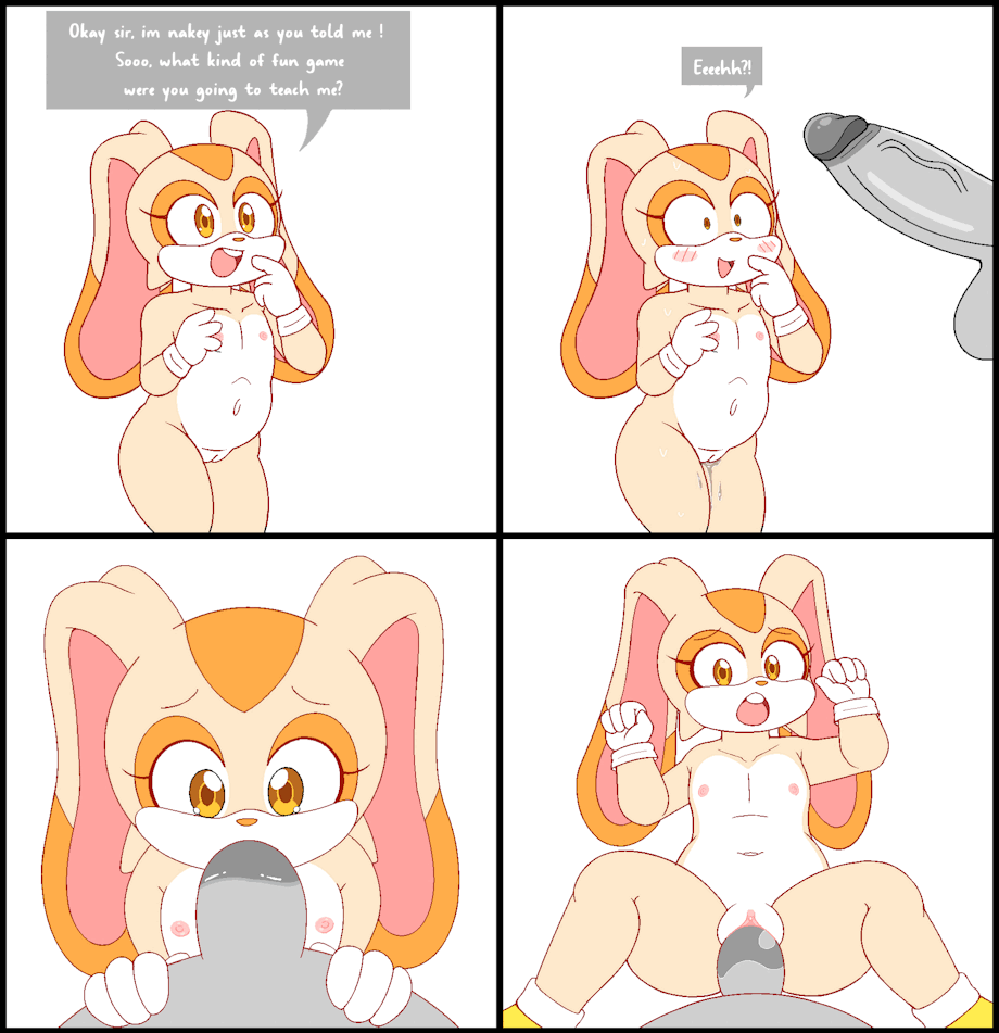 1girls, animated, antropomorph, bun, bunny ears, bunny girl, cream the rabbit, female, flat chest, fucked silly, furry, furry female, furry only, gif, humanoid penis, oral, oral sex, penetration, penis, rabbit girl, sega, sonic (series), sonic the hedgehog (series), text, video games