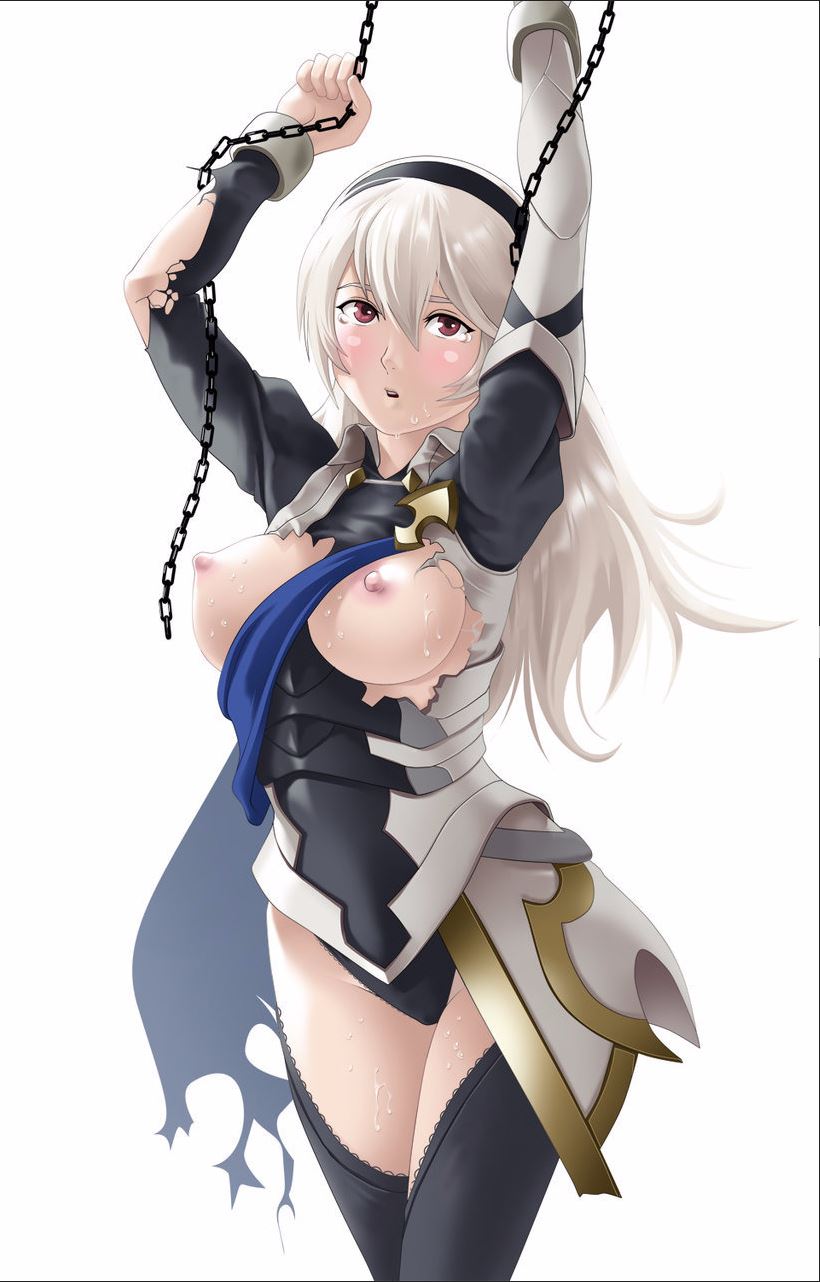 armor, black panties, breasts, corrin (fire emblem), corrin (fire emblem) (female), deep rising, elf, female, fire emblem, fire emblem fates, nintendo, nipples, red eyes, solo, white hair