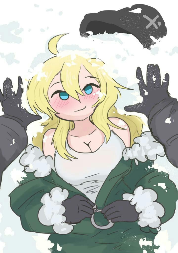 blonde hair, blue eyes, breasts, chito (shoujo shuumatsu ryokou), gloves, japversus, shoujo shuumatsu ryokou, snow, yuuri (shoujo shuumatsu ryokou)