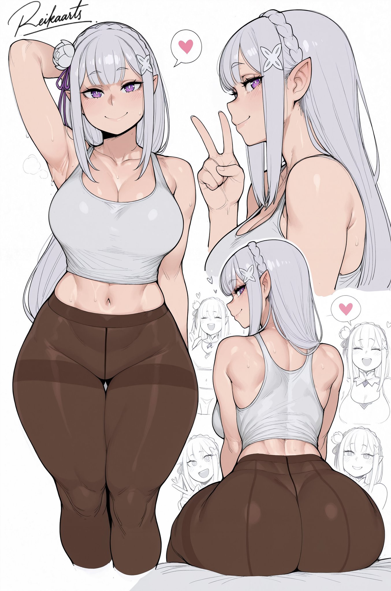 ai generated, casual clothes, emilia (re:zero), re:zero kara hajimeru isekai seikatsu, reikarts, silver hair