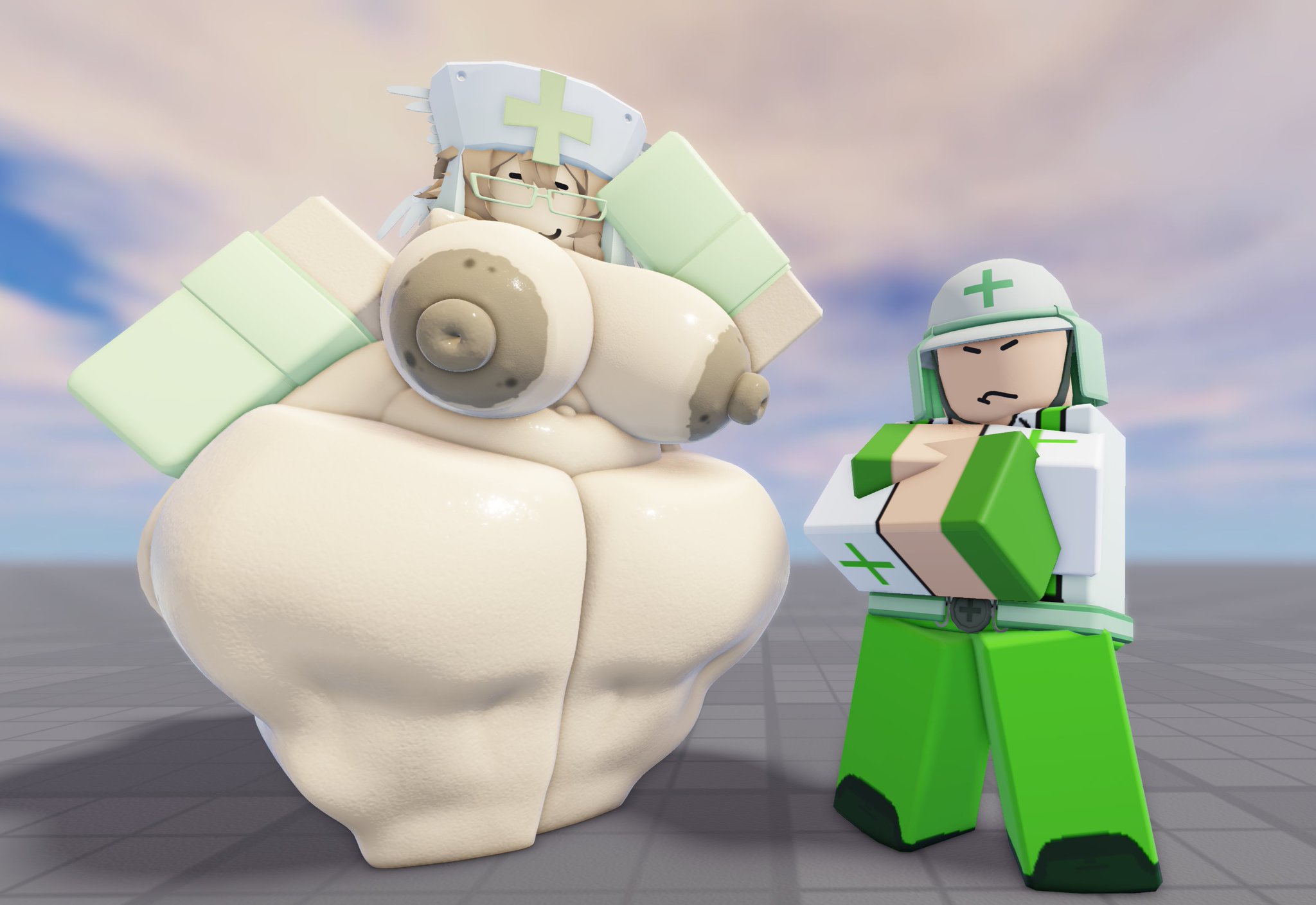 1boy, 1female, 1females, 1girl, 1girls, 1woman, 1women, 3d, 3d (artwork), 3d model, 3d render, baseplate, big areola, big boobs, big breasts, big nipples, big thighs, big tits, boobs, boxingstudio, breasts, caretaker (die of death), chubby, chubby belly, chubby female, civilian (die of death), die of death (roblox), digital media, female, female focus, glasses, gloves, hair, hat, headwear, huge thighs, jpeg, jpg, large thighs, male, naked, naked female, naked girl, naked girls, naked woman, naked women, nipples, nude, pose, posing, roblox, roblox game, roblox studio, robloxian, salute, thick thighs, tits