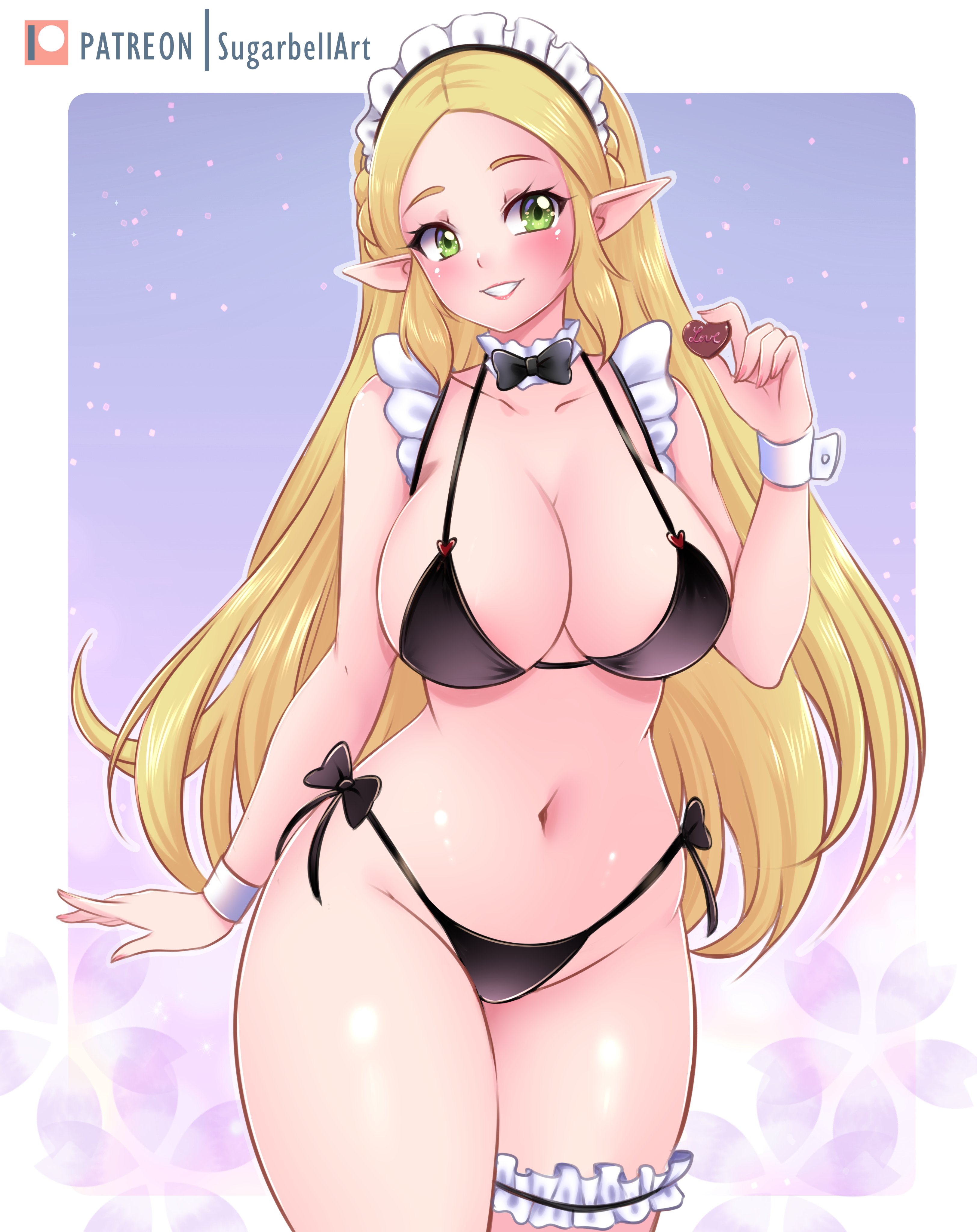 1girls, breasts, female, female focus, female only, large breasts, light skin, light-skinned female, looking at viewer, princess zelda, solo, sugarbell, the legend of zelda, thick thighs, thighs, wide hips