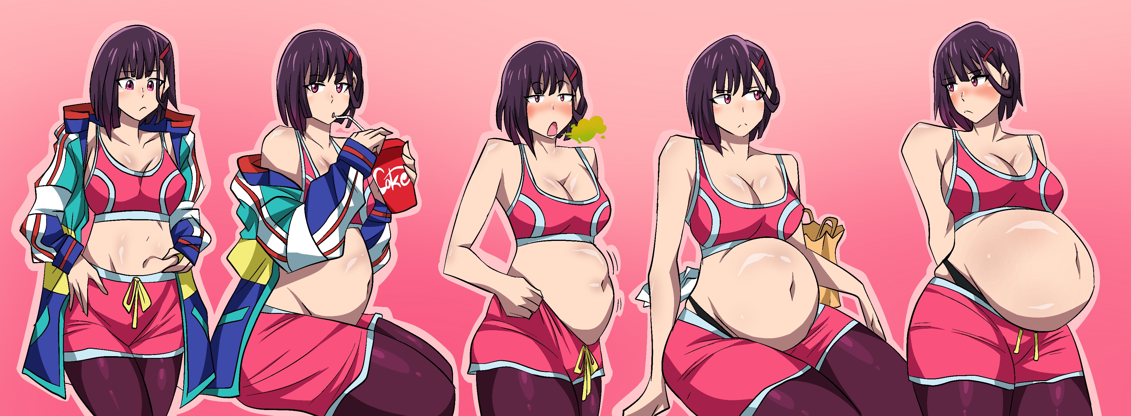 ass, ass expansion, assthethick, bbw, belly, belly expansion, belly overhang, big ass, big belly, big breasts, bloated, bloated belly, bloated stomach, body growth (enlargement), breast expansion, breast growth (enlargement), breasts, bubble ass, bubble butt, chubby, chubby female, comic, dialogue, digital media (artwork), fat, fat ass, female, female focus, huge ass, huge breasts, large ass, large breasts, mikazuki shizuka, morbidly obese, morbidly obese female, obese, overweight, overweight female, pink eyes, thick thighs, weight gain, weight gain female, weight gain sequence, zom 100: zombie ni naru made ni shitai 100 no koto