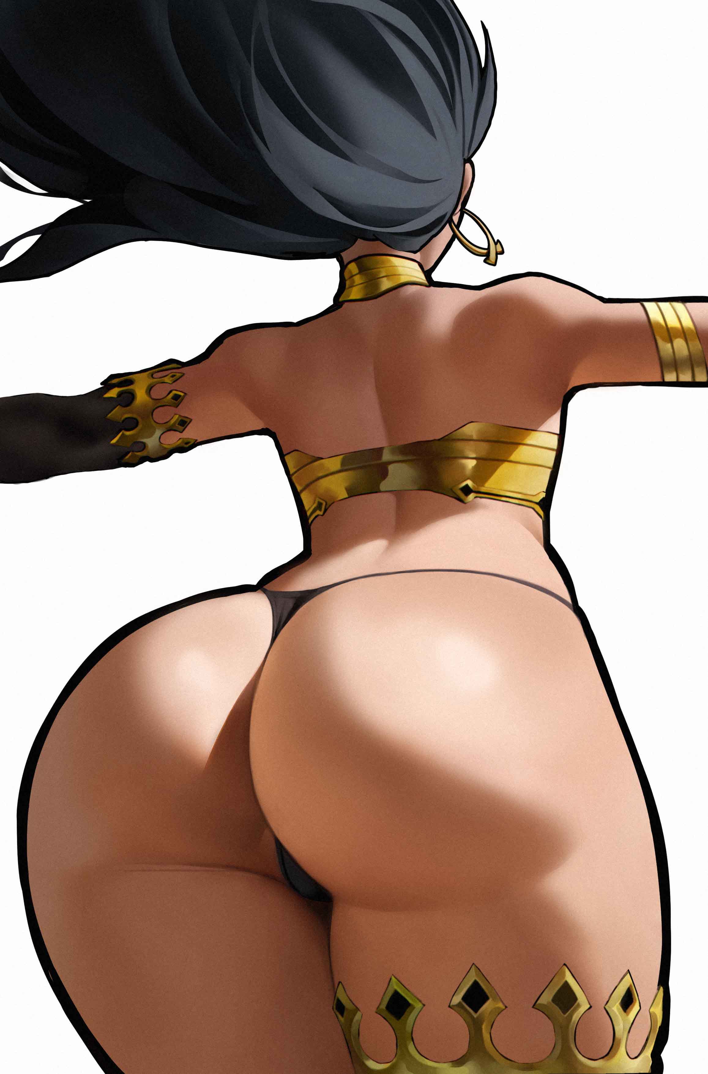 1girls, ass, ass focus, big ass, black hair, bottom heavy, bubble butt, ear piercing, earrings, fat ass, fate (series), fate/grand order, female, female only, gluteal fold, huge ass, ishtar (fate), large ass, light skin, light-skinned female, long hair, massive ass, piercing, rear view, solo, spiralnoww, thick ass, thick thighs, thunder thighs, wide hips