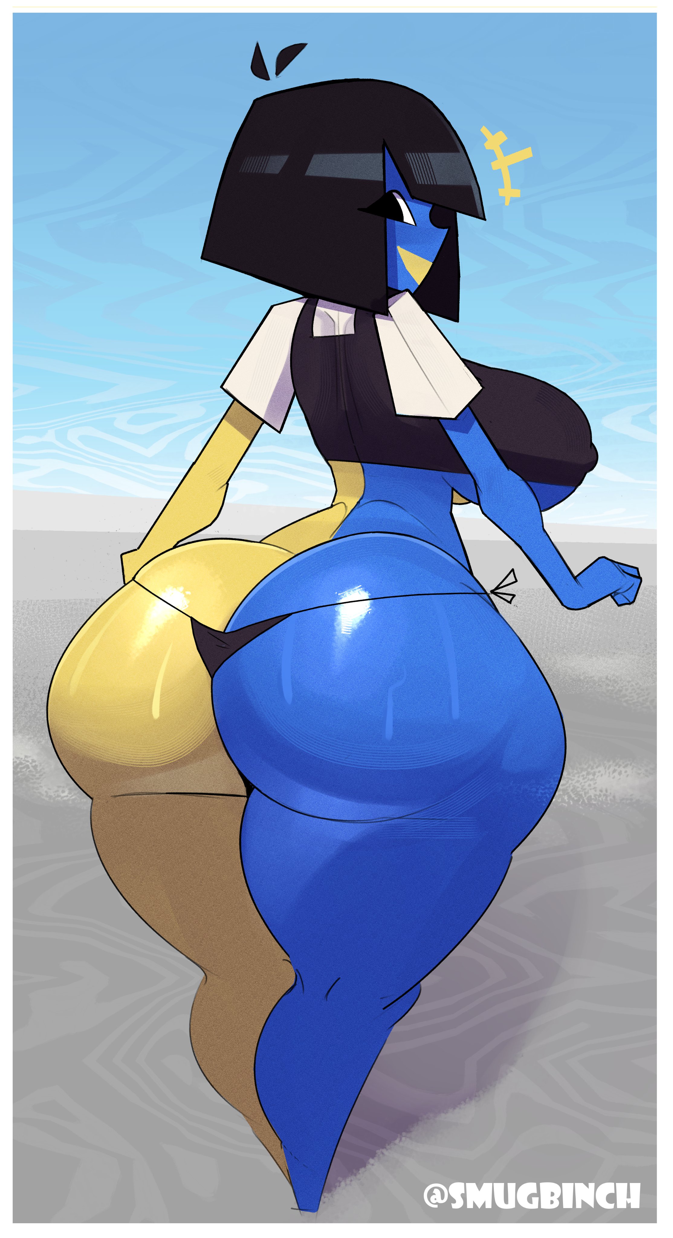 1girls, 2026, 2d, ass bigger than head, ass focus, background, bangs, barely clothed, big ass, big breasts, black hair, detailed background, ena, ena (orginal), ena (series), fat ass, female, huge ass, jpg, large breasts, large tits, looking at viewer, looking back, massive ass, multicolored body, multicolored skin, oiled, oiled body, oily, panties, partially exposed breasts, shiny, shiny butt, shiny skin, shirt, smugbinch, solo, solo female, solo focus, thick ass, thick thighs, thighs