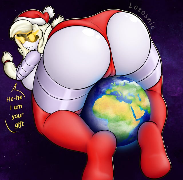 christmas, christmas clothing, christmas headwear, christmas outfit, cyn (murder drones), female, female only, giantess, gigantism, lotosnic, murder drones, planet, planetary macro, sketch, tagme