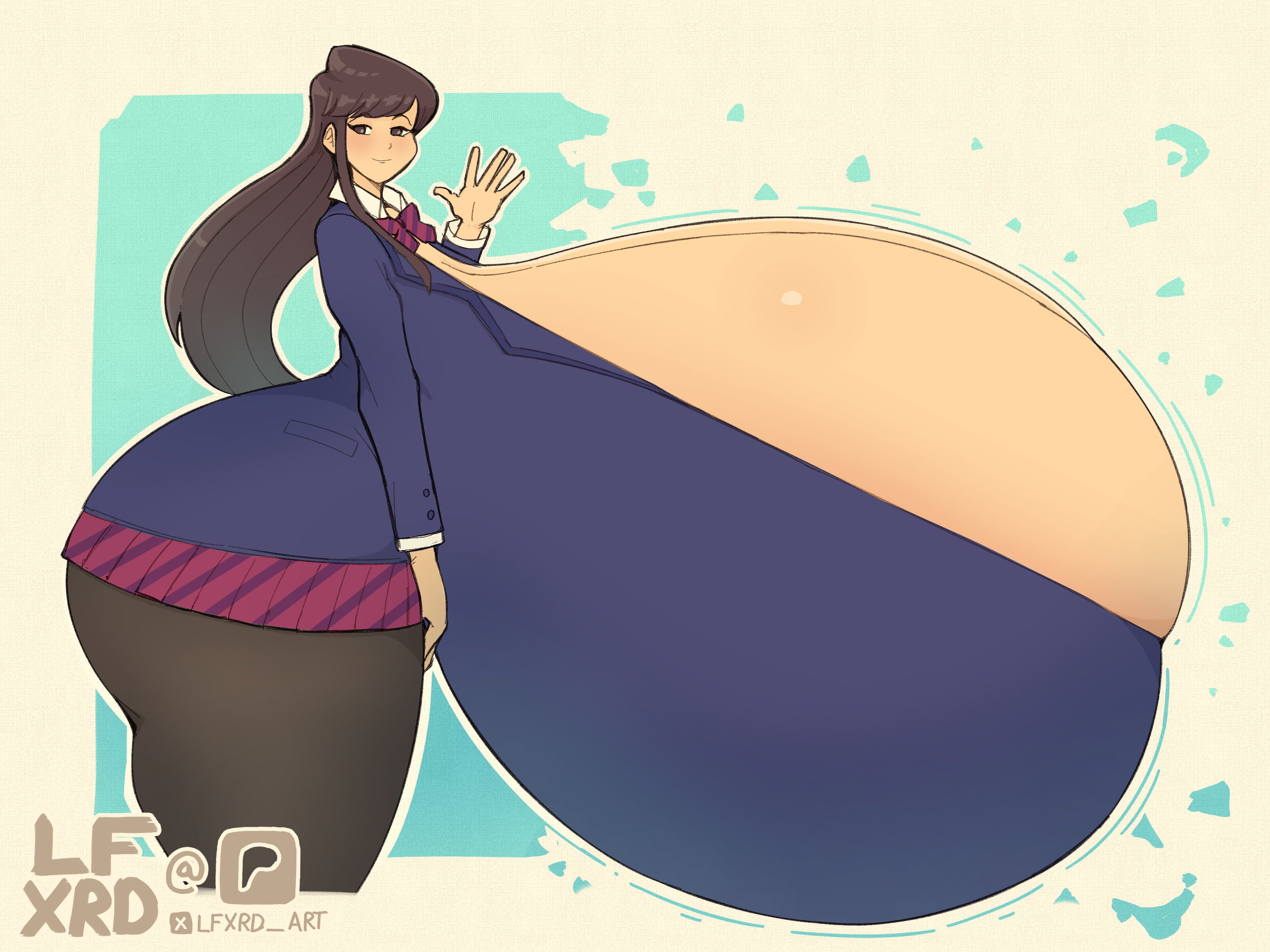 breasts, breasts bigger than body, breasts bigger than head, breasts bigger than torso, breasts focus, cleavage overflow, cleavage window, gigantic breasts, huge ass, huge breasts, huge thighs, hyper, hyper breasts, hyper tits, komi shouko, komi-san wa komyushou desu, lucy fuchs, massive ass, massive breasts, massive tits, thick thighs, tits bigger than head, tits bigger than torso