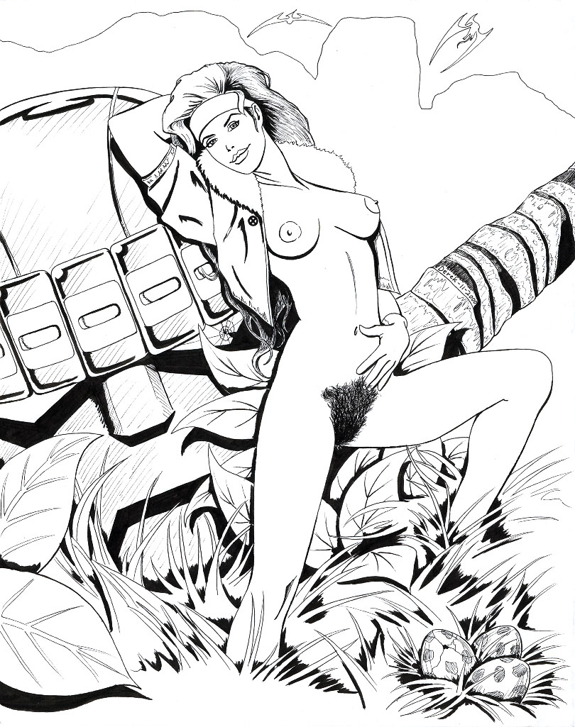 1girls female female_only headband marvel marvel_comics monochrome nipples rogue_(x-men) roguederek sentinel solo straight_hair tagme x-men