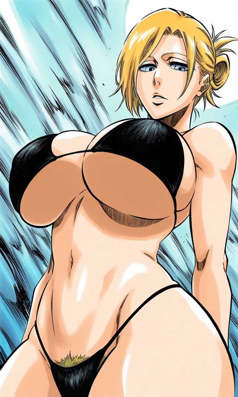 1girls, ai generated, annie leonhardt, attack on titan, big breasts, bikini, blonde female, blonde hair, blue eyes, cursed21miko, curvy, curvy female, curvy figure, female only, huge breasts, kyoru189, light skin, light-skinned female, shingeki no kyojin, solo, solo female, tite kubo style