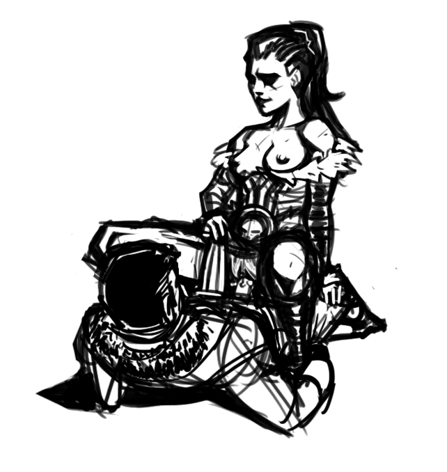 1boy 1girls climax clitoral_hood cornrows cowgirl_position creampie cum_in_pussy cum_inside darkest_dungeon eyes_in_shadow female female_on_top femdom front_view girl_on_top gothic_artstyle hellion_(darkest_dungeon) highwayman_(darkest_dungeon) male male/female malesub monochrome png ponytail riding sex sketch skull solid_color_background straddling straight tied_hair white_background