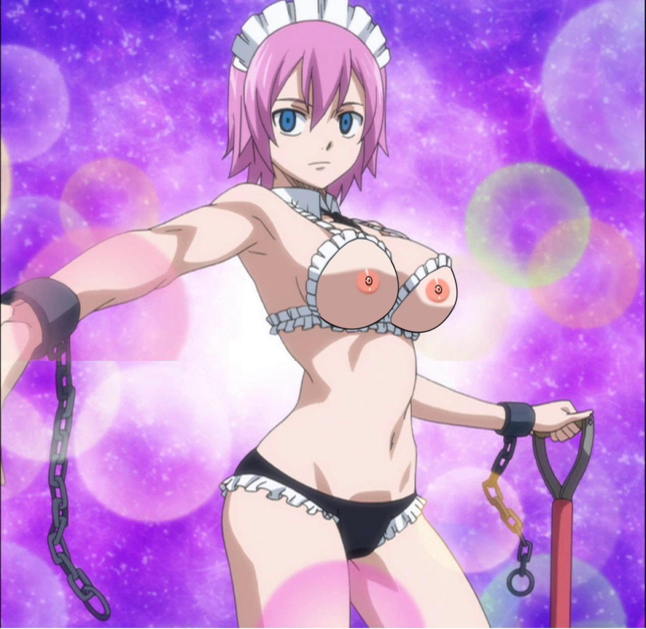 1girls, chains, fairy tail, female, female only, maid, pink hair, pink-haired female, solo, spirit, virgo (fairy tail)