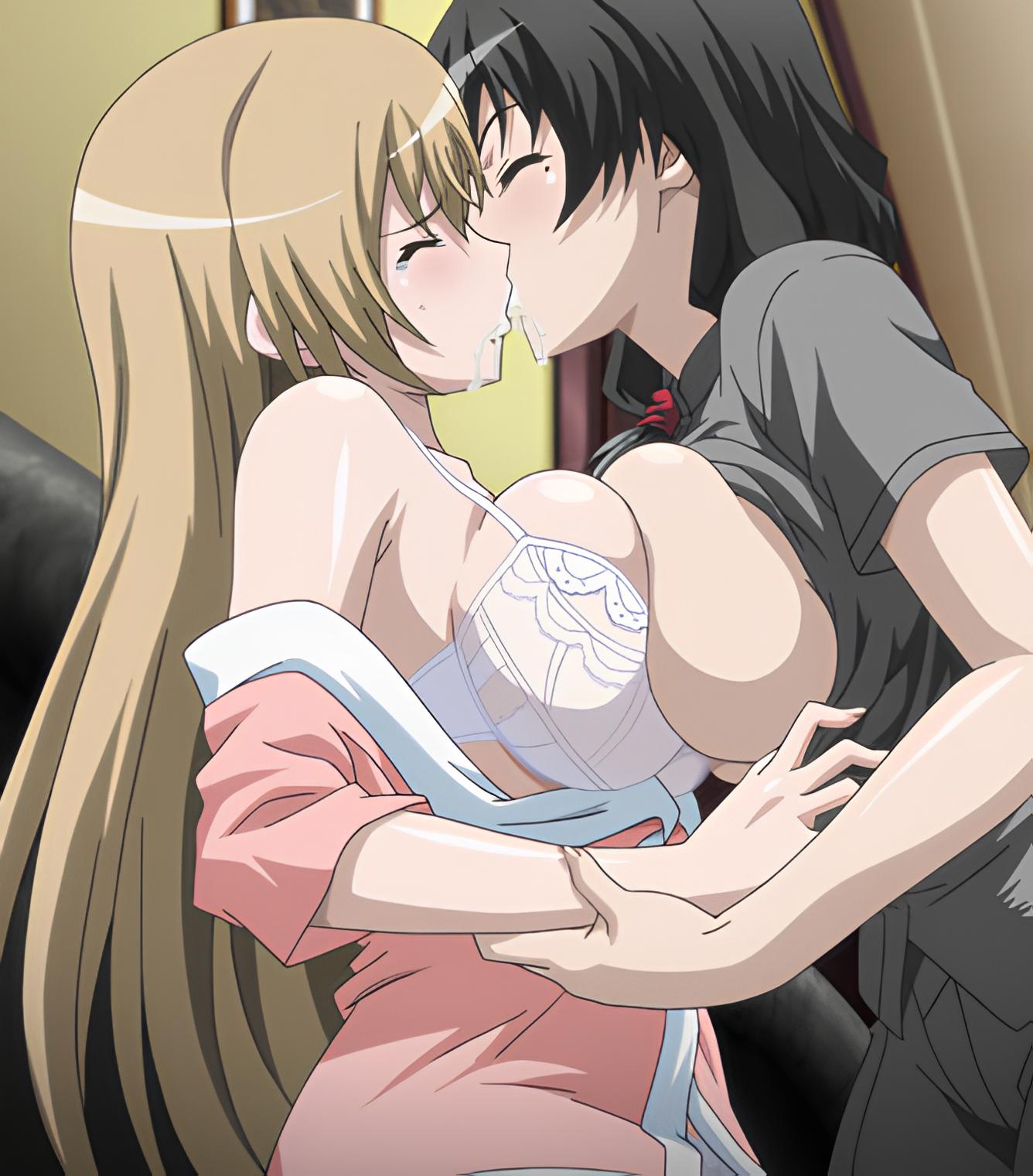 2girls, after fellatio, after oral, age difference, big breasts, bisexual, bisexual female, black hair, blonde hair, bra, breast press, busty, closed eyes, clothed sex, clothing, cum, cum in mouth, cum kiss, cum swap, cum swapping, cumdrip, dominant, dominant male, domination, dubious consent, female, female only, femsub, forced kiss, forced kissing, forced partners, forced yuri, hair over shoulder, hair scrunchie, high resolution, huge breasts, ichinose riko, indoors, kaori sakaki, kimono, kissing, lesbian sex, lezdom, lingerie, lingerie bra, mole, mole under eye, mole under mouth, molestation, multiple girls, no bra, older female and younger female, open clothes, open shirt, pants, partially clothed, ran sem, ran sen hakudaku delmo tsuma no miira tori, resisting, rin x sen + ran - sem cross mix, robe, screencap, sexual assault, sexual harassment, shirt, side ponytail, side view, snowballing, struggling, submissive, submissive female, tears, tears in eyes, uniform, upper body, very long hair, yukata, yuri