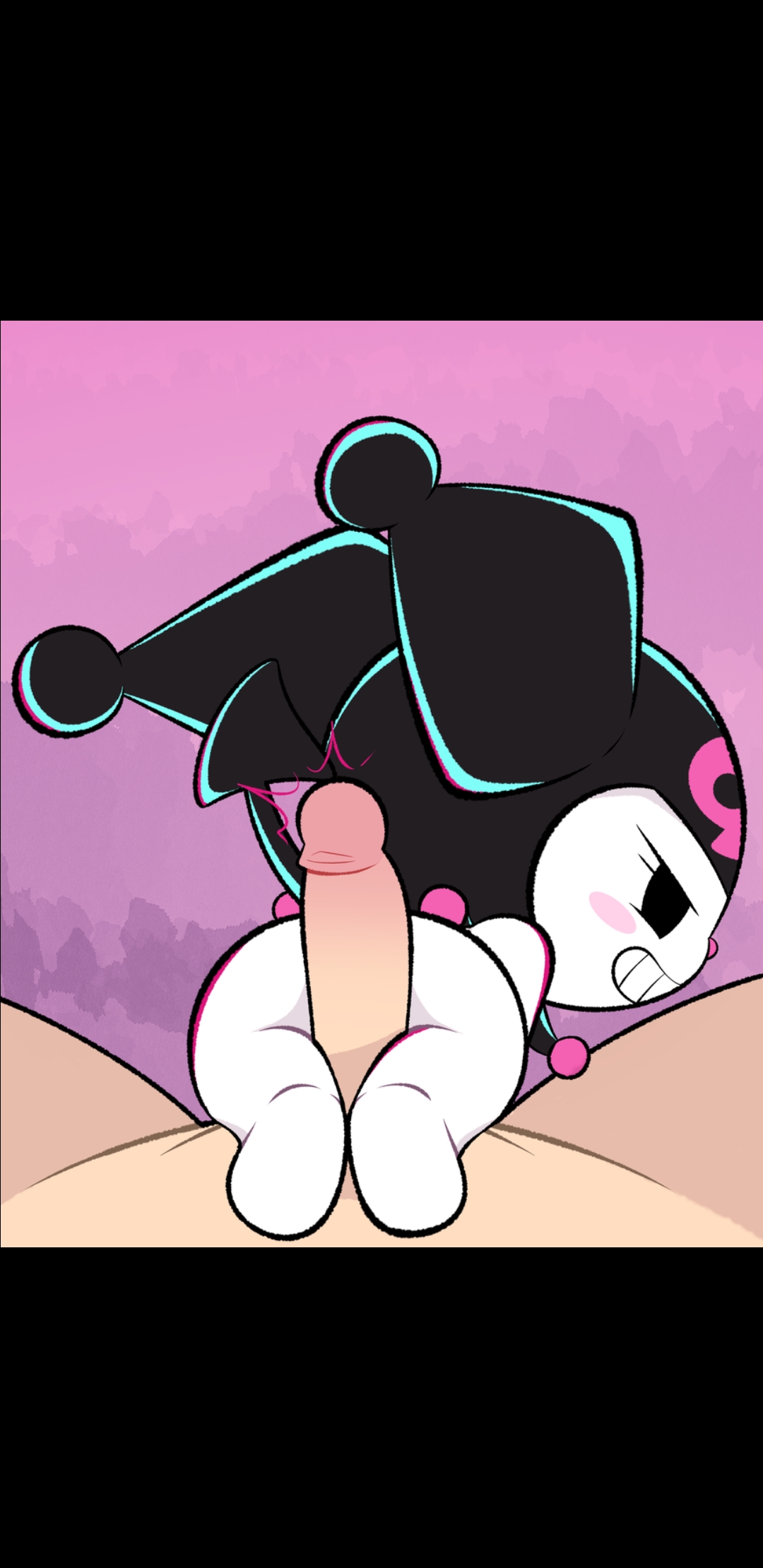 ass, evil grin, fatalafterdark, kuromi, penis, sanrio