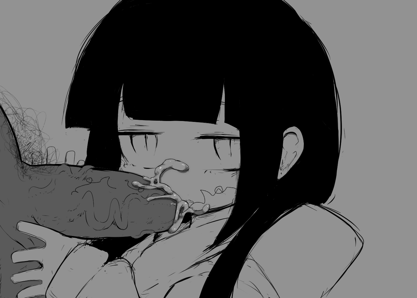 1girls, fellatio, inabakumori, kawaiikittychan, nekosatsu1, osage-chan, penis, tagme