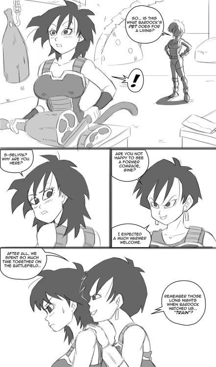 1girls, 2girls, black and white, cheating, dragon ball, dragon ball super, dragon ball z, female, funsexydragonball, gine, meat, milf, mother, saiyan, saiyan tail, seripa, yuri