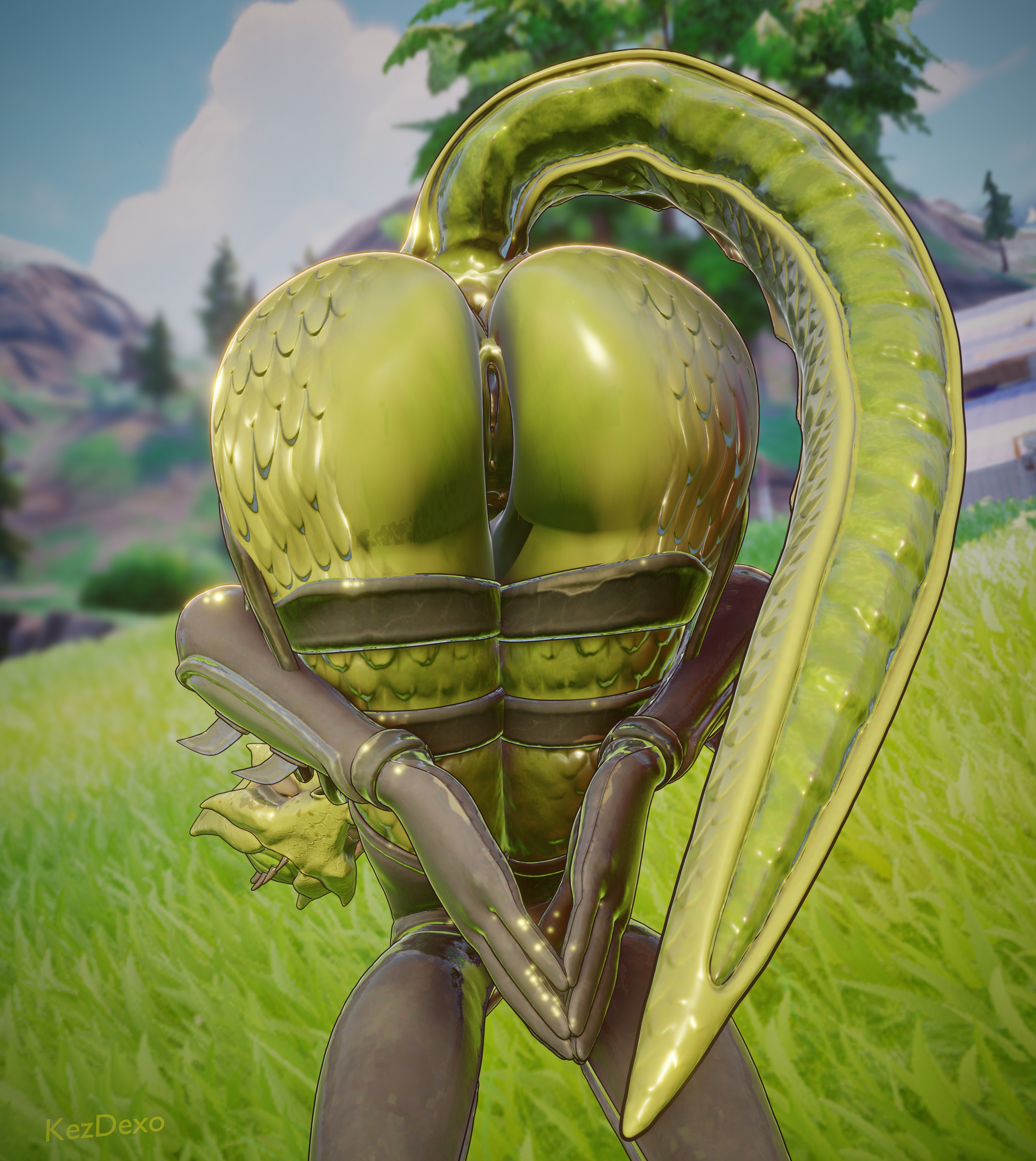 3d, dragon, female, female only, fortnite, kezdexo, praise da booty (meme), scalie, synthesis (fortnite)