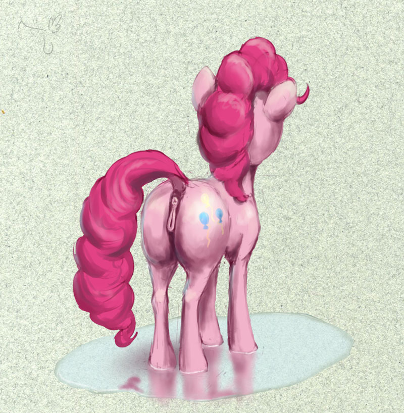 2016 animal_genitalia animal_pussy anus ass cutie_mark earth_pony el-yeguero equine equine_pussy female feral friendship_is_magic fur grey_background hair horse mammal my_little_pony pink_fur pink_hair pinkie_pie_(mlp) pony pussy reflection simple_background solo water