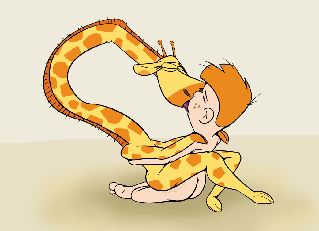 adam_lyon anthro cartoon_network closed_eyes female giraffe human ingrid_giraffe interspecies kissing male male_human/female_anthro mammal my_gym_partner's_a_monkey penetration sex sitting straight te tongue