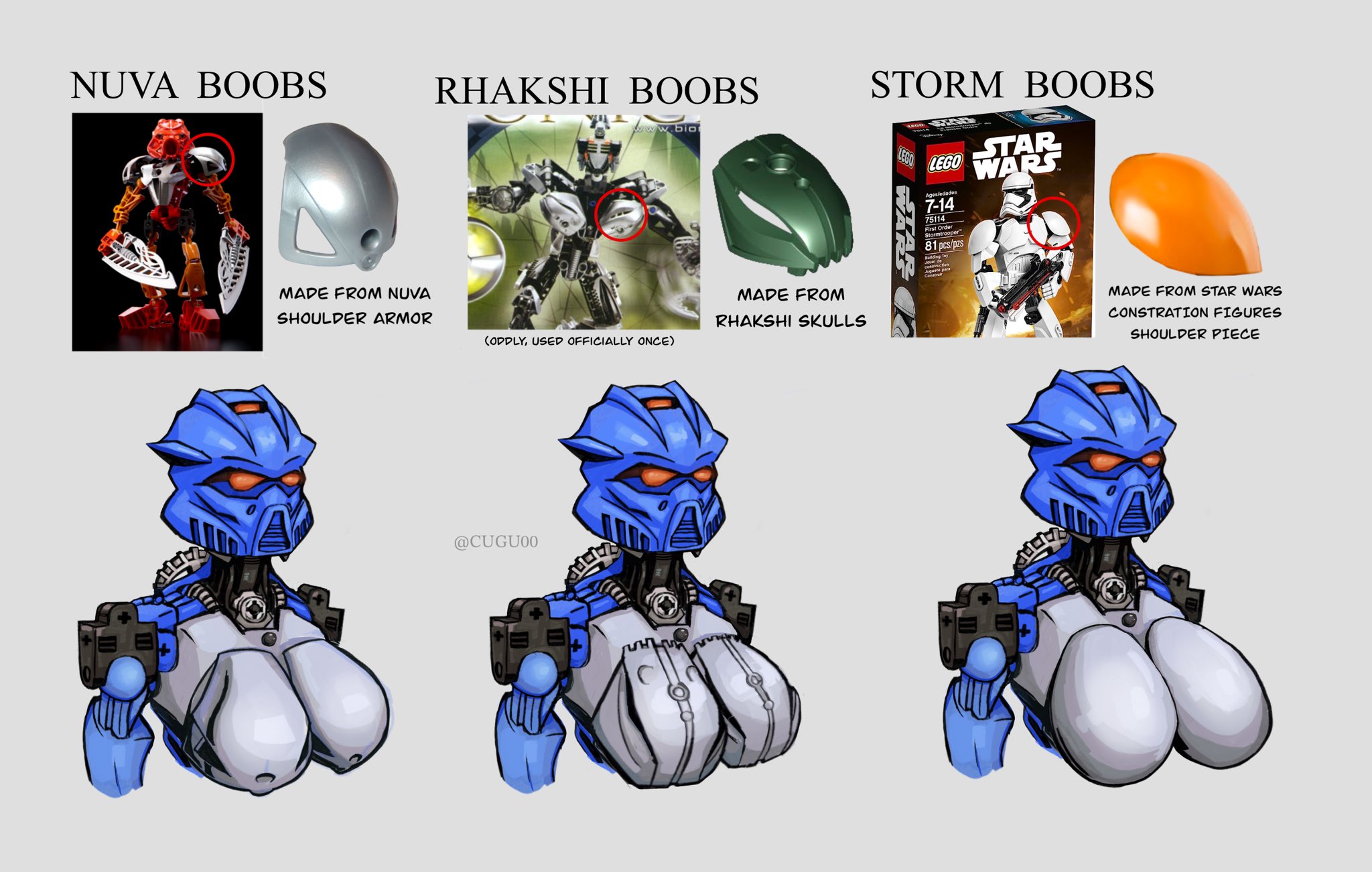 2024, artist name, big breasts, bionicle, breasts, cugu00, female, gali, hi res, humanoid, humor, lego, lego set, male, meme, portrait, robot, roodaka, shitpost, source request, star wars, stormtrooper, tahu, text, toa, toy