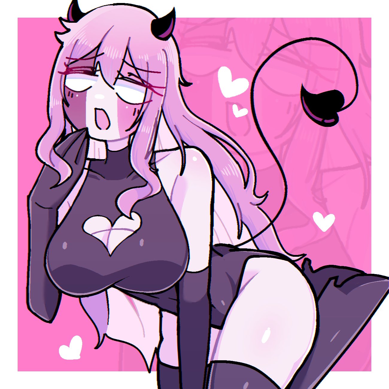1girls, breasts, female, female only, friday night funkin, friday night funkin mod, large breasts, pink hair, sarvente, sarvente (dokki.doodlez), sarvente (fnf mod), sarvente (friday night funkin), tagme, thighhighs, thighs, yume0534