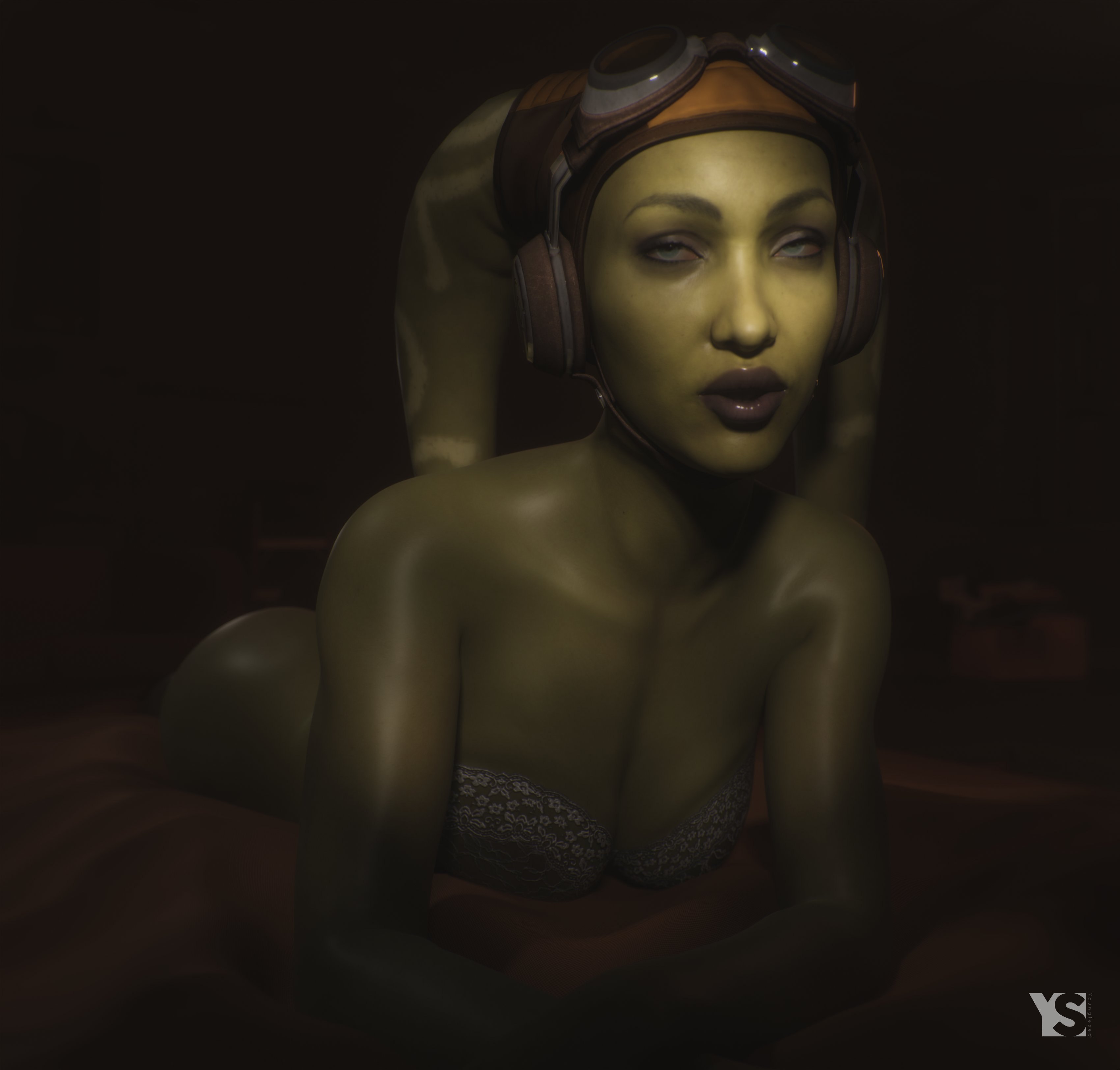1girls, 3d, alien, ass, big ass, big breasts, bra, breasts, cleavage, female, female only, green skin, hera syndulla, solo, star wars, youngiesed