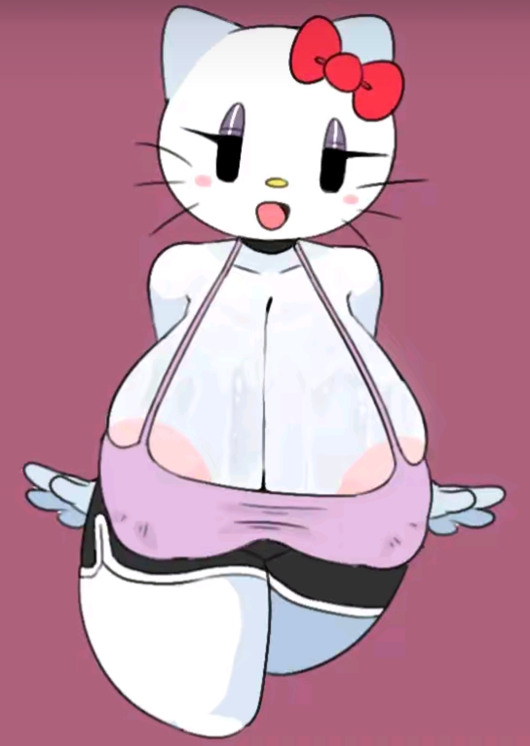 big breasts, breasts, female, hello kitty, hello kitty (character), hello kitty (series), kitty white, papitas holla (artist), sanrio, savagensfw, shorts
