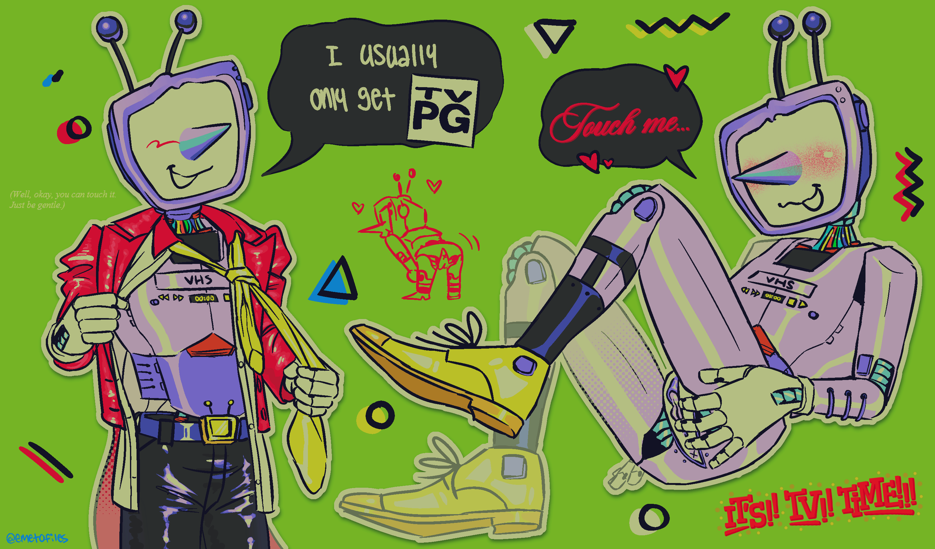 1cuntboy, cuntboy, cuntboy only, deltarune, deltarune chapter 3, emetofiles, english text, intersex, no eyes, partially clothed, robot, robot cuntboy, sock garters, suit, suit and tie, tenna (deltarune), tv head, tv head robot