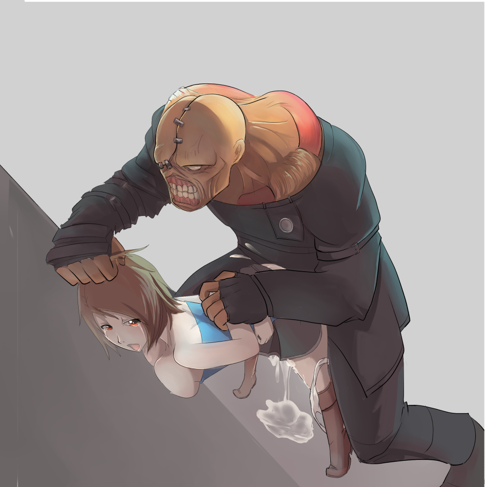 1girls, against wall, bent over, boots, breast press, breasts, breasts out, brown hair, capcom, cum, cum pool, female, jill valentine, jill valentine (julia voth), male, monster, nemesis (resident evil), open mouth, outdoors, panties, panties around one leg, rape, resident evil, resident evil 3, short hair, skirt, straight, sunsetniva, tears, tubetop, underwear