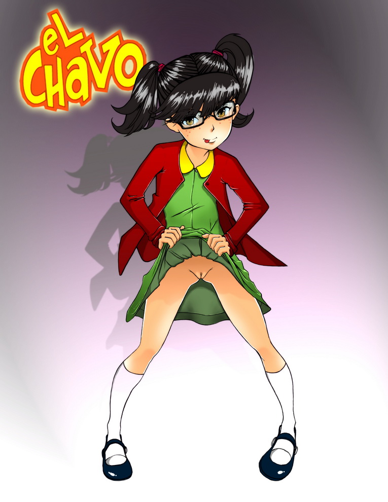 1girls black_hair brown_eyes chespirito chilindrina el_chavo_(series) el_chavo_del_ocho exposing female flashing freckles glasses hairless_pussy human latina lifting_skirt long_socks presenting_pussy pussy pussy_focus showing showing_off skirt socks solo tagme televisa tongue tongue_out twintails