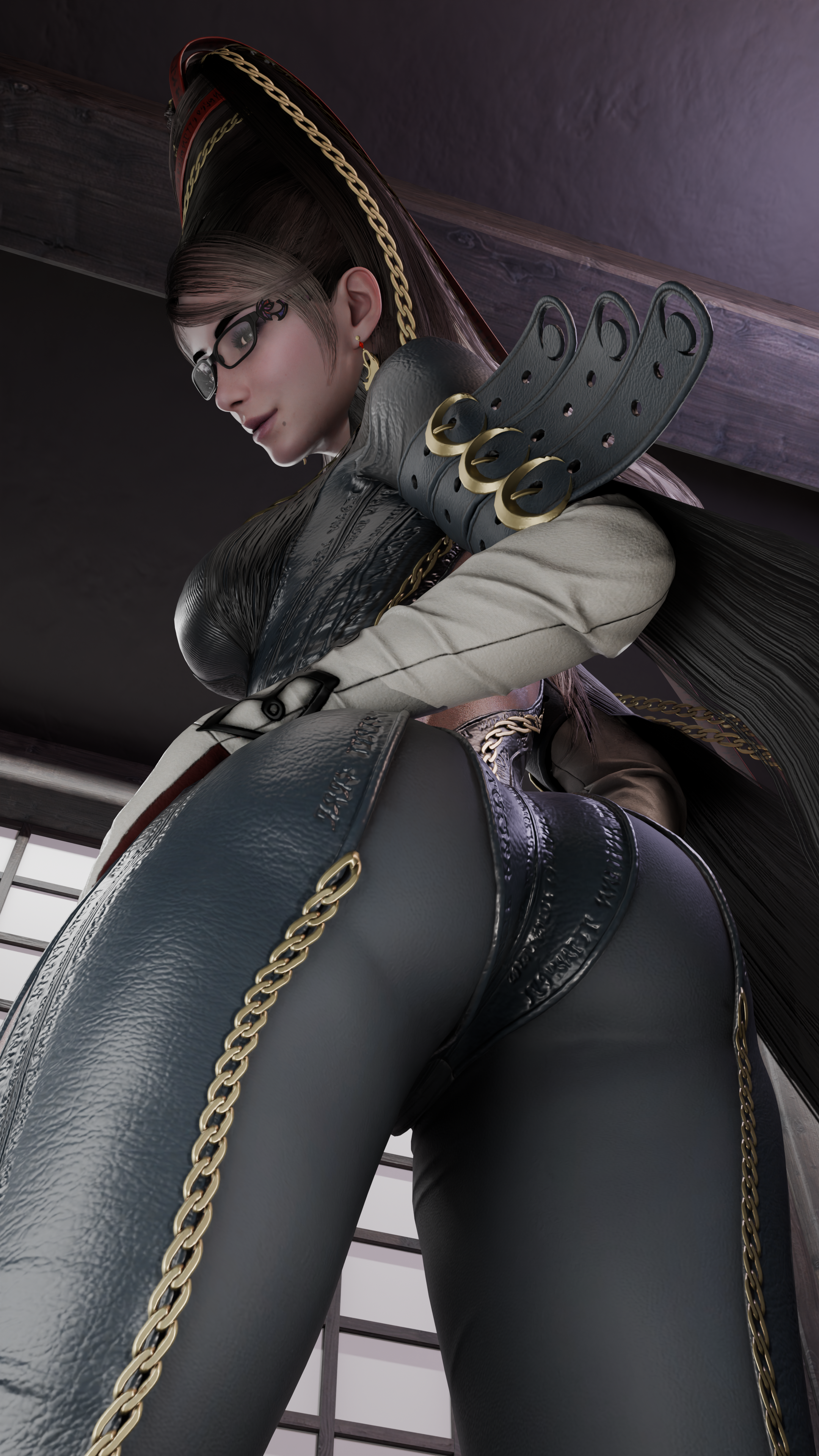 1girls, 3d, 3d (artwork), 9:16, alternate version available, ass, bayonetta, bayonetta (character), bayonetta (cosplay), big ass, big breasts, big thighs, black hair, breasts, cosplay, female, female only, glasses, gley (the first descendant), grey eyes, light skin, light-skinned female, long hair, looking at viewer, pale skin, pale-skinned female, self upload, solo, solo female, solo focus, the first descendant, thick, thick ass, thick thighs, thighs, voluptuous, voluptuous female, wide hips, zen art
