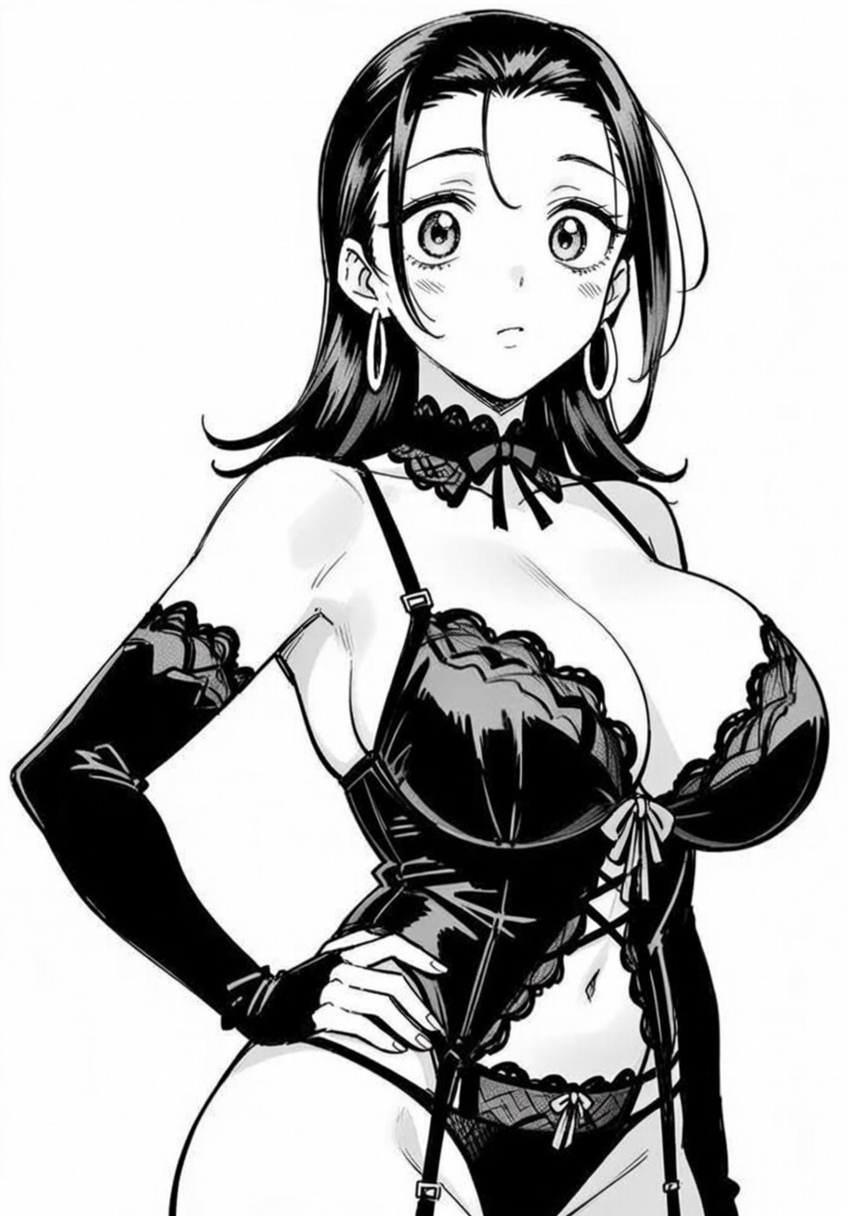 ai generated, big breasts, big thighs, black hair, japanese female, jujutsu kaisen, jujutsu kaisen modulo, light-skinned female, lingerie, lingerie only, long hair, looking at viewer, slim waist, tagme, wide eyed, wide hips, wide thighs, yuka okkotsu
