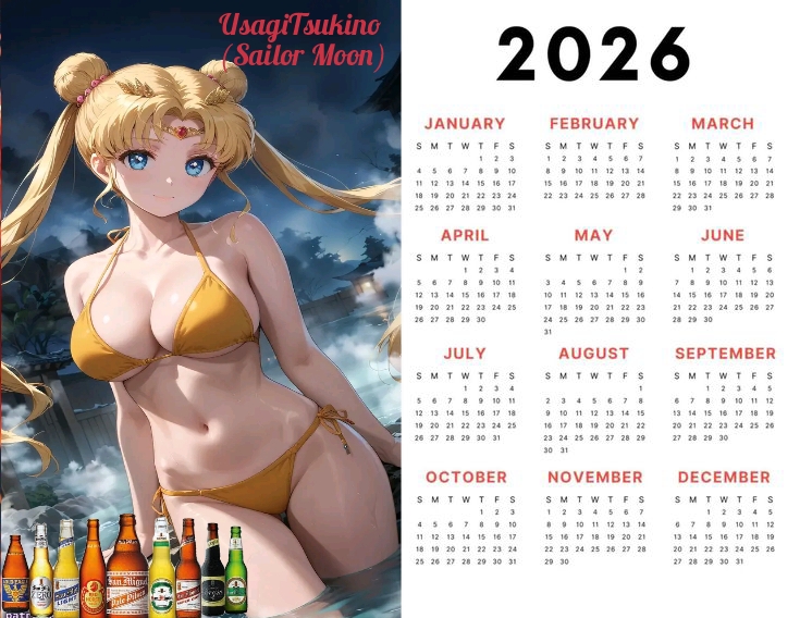 ai_generated bikini bishoujo_senshi_sailor_moon calendar calendar_(object) female sailor_moon tagme usagi_tsukino