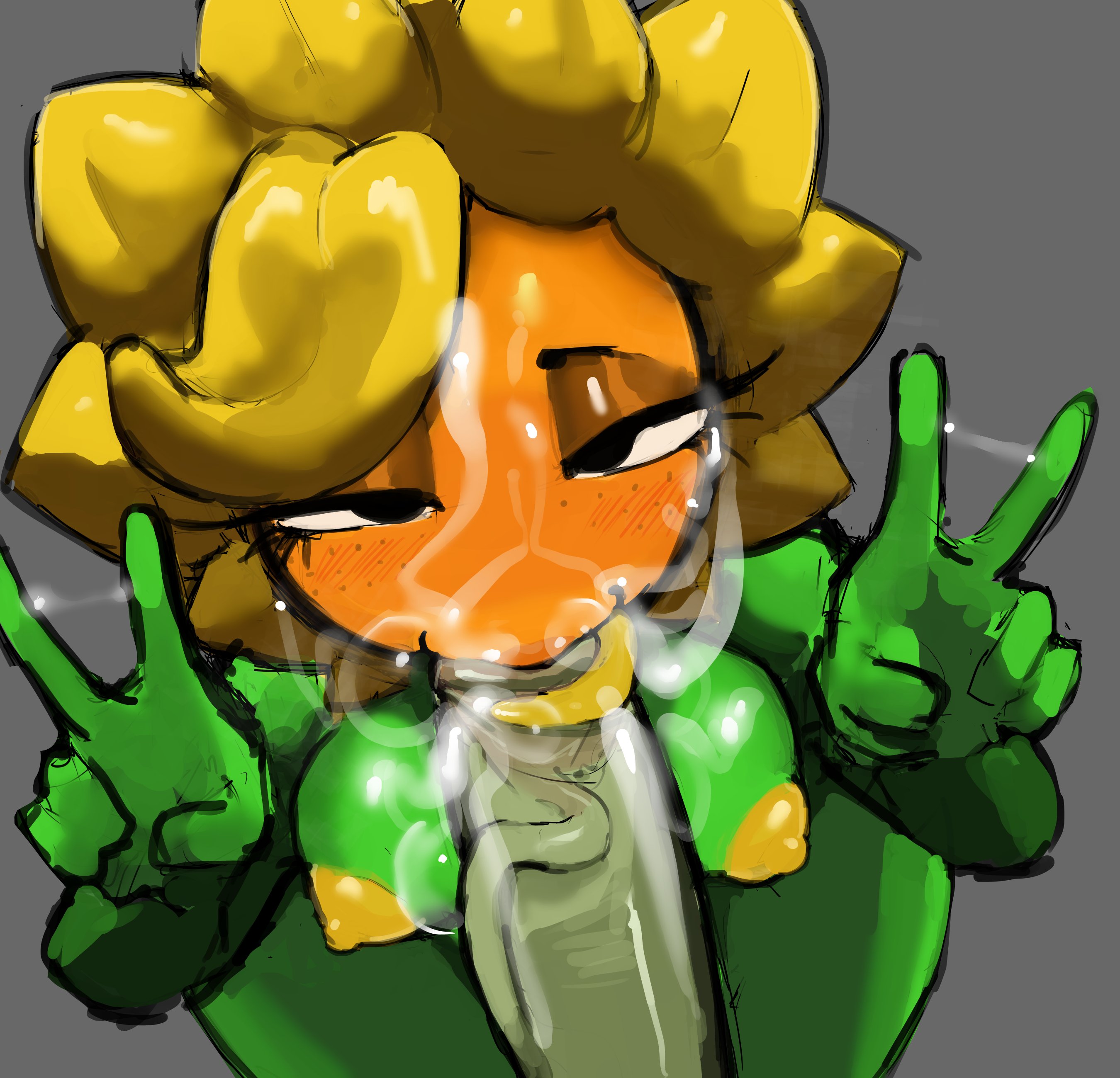 , 1girls, anthro, anthrofied, ass, big breasts, breasts, cum, electronic arts, fellatio, female, flora fauna, huge breasts, oral, peace sign, plant, plant humanoid, plantie, plants vs zombies, plants vs. zombies, popcap games, pov, qwpeowqpe, solar flare (pvz), sunflower (pvz), video game character, video games