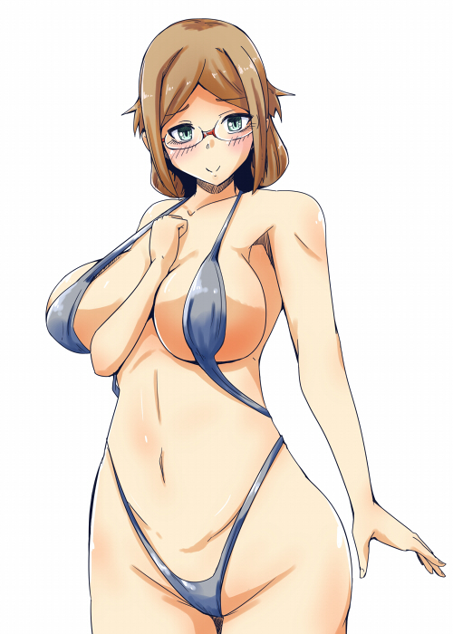 1girls artist_request bikini breasts female_only glasses kantai_collection katori_(kantai_collection) large_breasts