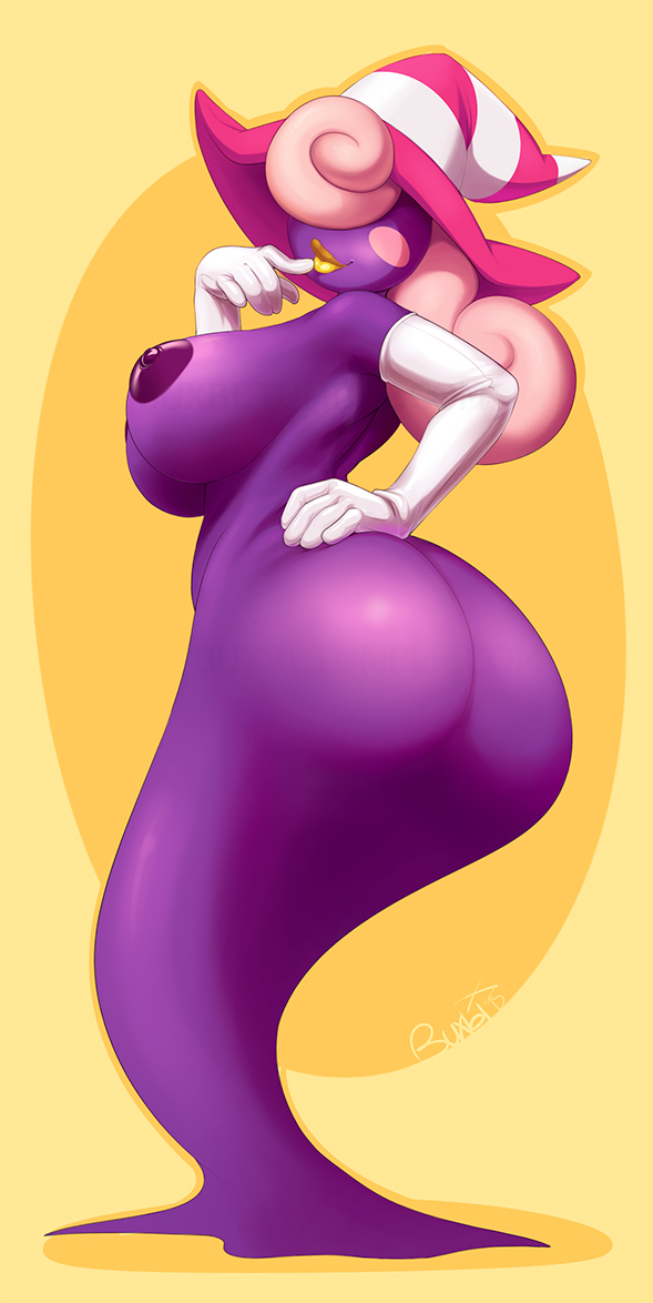1girls, areola, ass, big ass, big breasts, breasts, busty, buxbi, elbow gloves, female, gloves, hair over eyes, lipstick, mario (series), nintendo, nipples, paper mario, paper mario: the thousand-year door, pink hair, shadow siren, vivian (paper mario), voluptuous