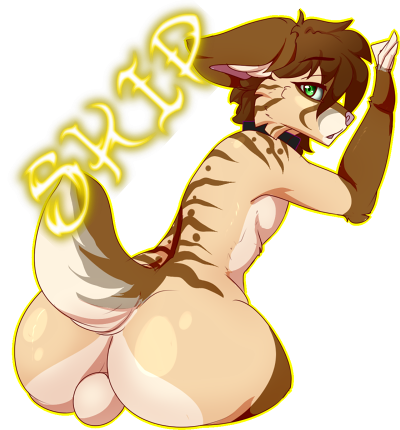 anthro ass balls brown_hair collar feline from_behind_(disambiguation) girly hair kinkmasternero male mammal nidi nude solo submissive